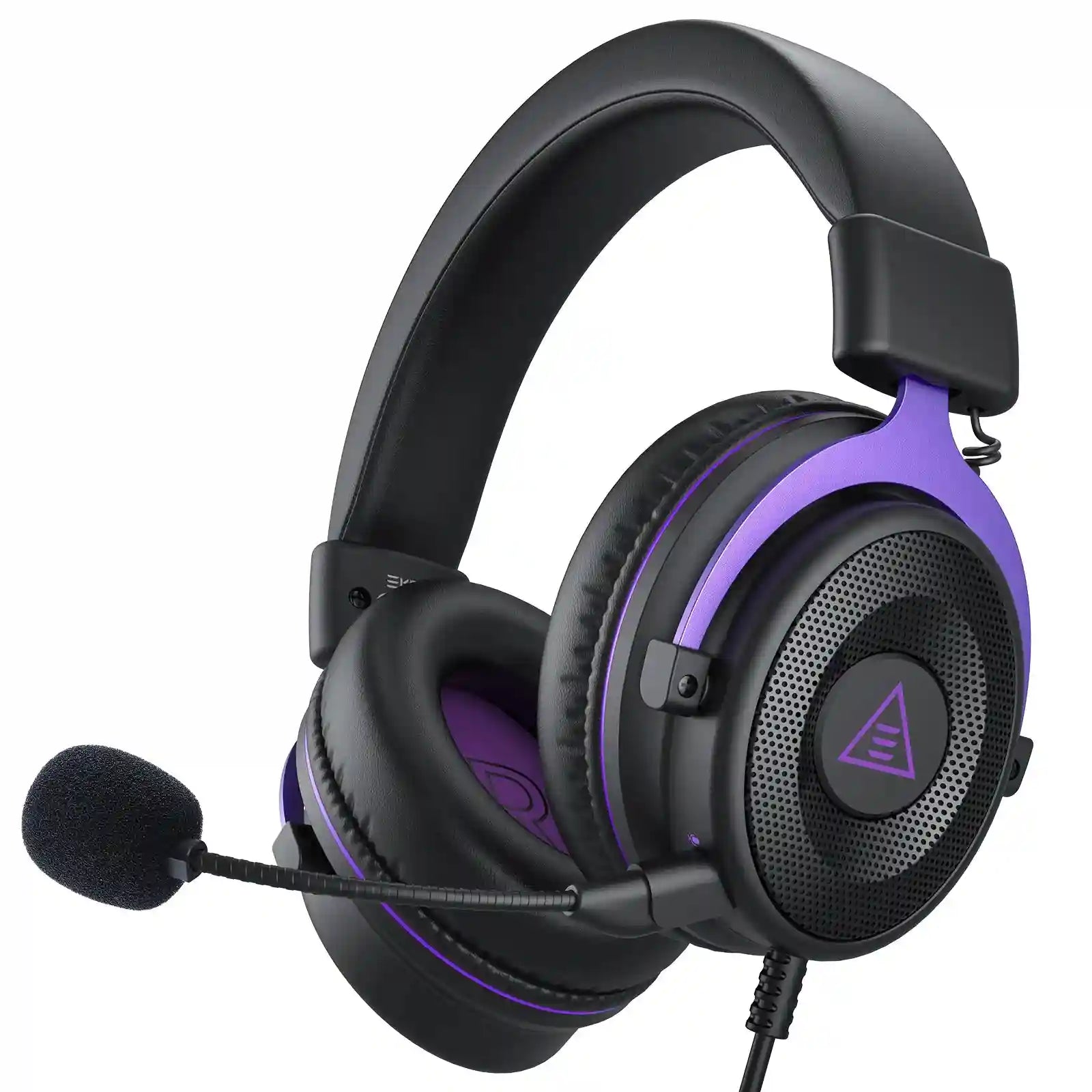 Wired Gaming Headphones with Detachable Mic for PC PS5 and Xbox Black Purple Tidesmit
