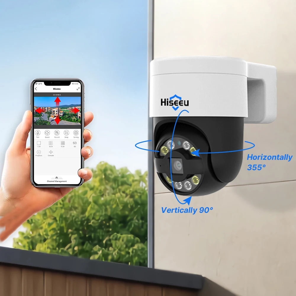 Hiseeu 8MP 4K POE PTZ IP Camera Color Night Vision Face Detection Audio Outdoor H.265 Onvif AI Street Home Security CCTV Camera