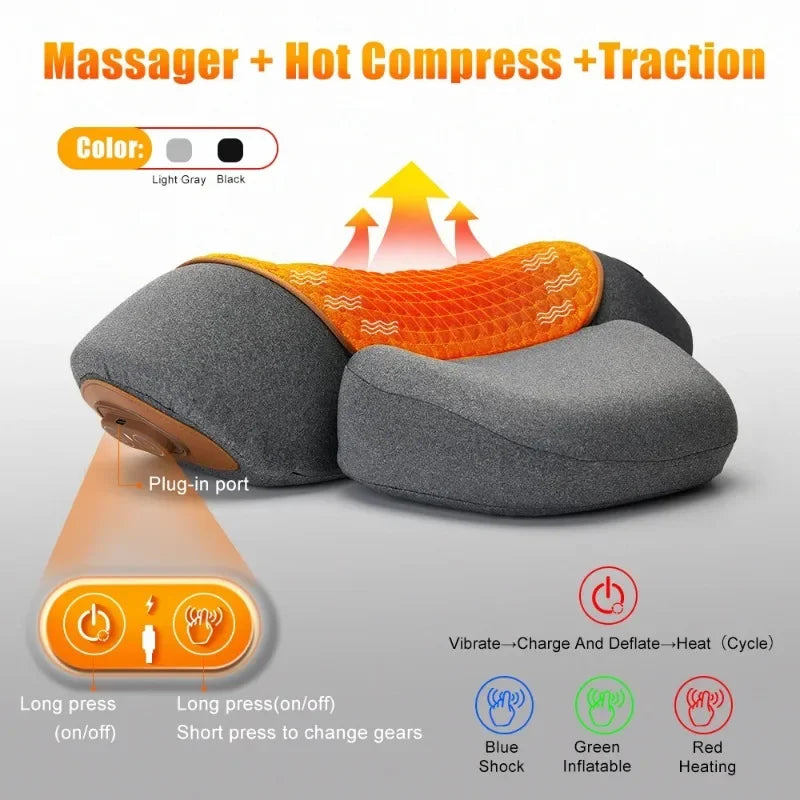 Electric Neck Massager with Heat and Cervical Traction by Tidesmit Back Massage Instrument Tidesmit