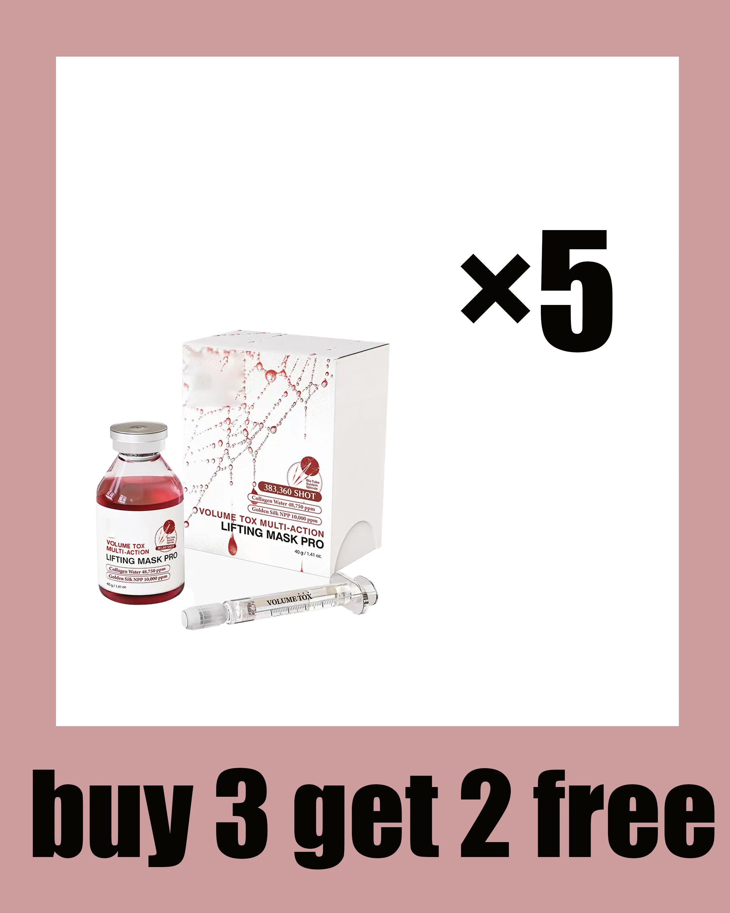 V-line face shaping care kit showing red mask bottle, clear applicator, and box