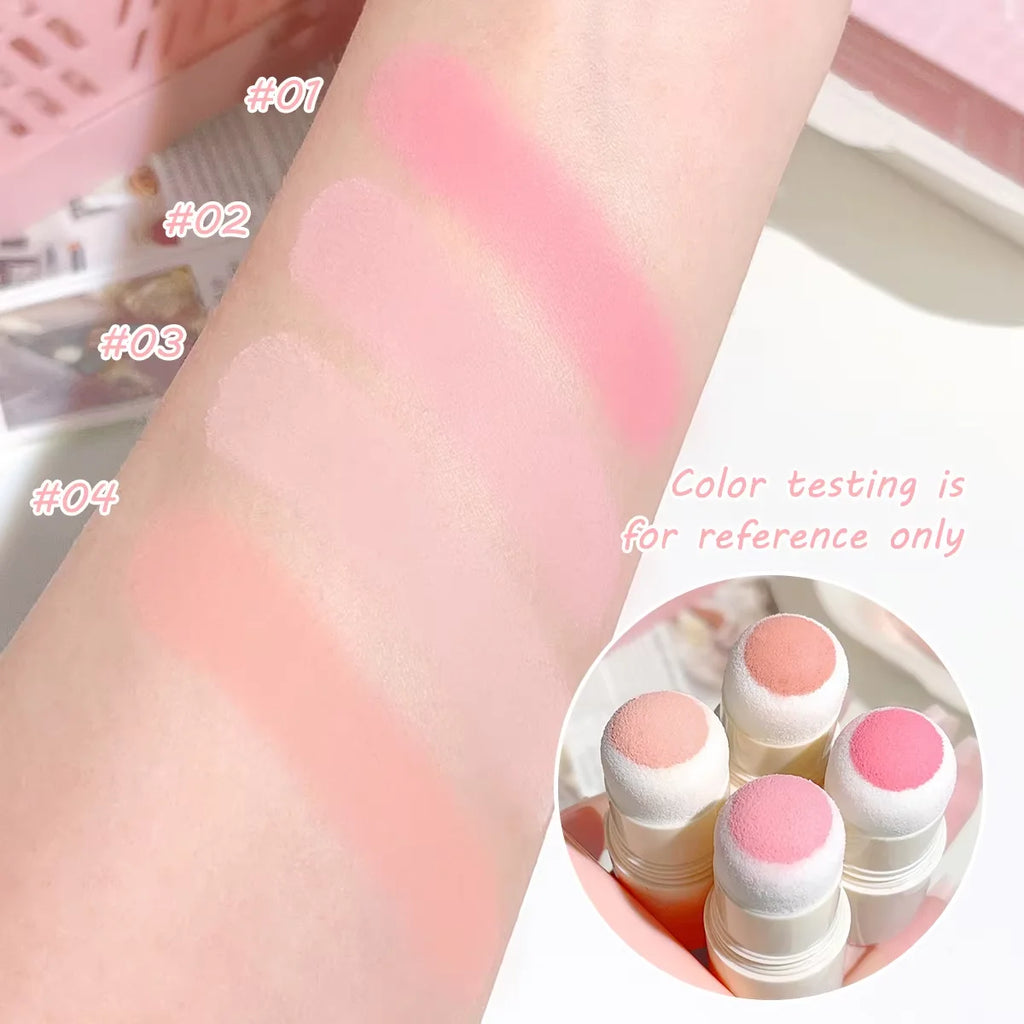 Tidesmit Cloud Soft Matte Blush Stick texture close-up for vibrant natural face makeup and flawless skin tone