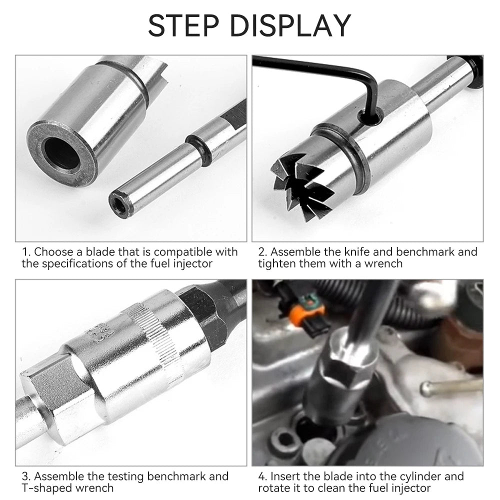 Podofo 11 PCS Diesel Injector Seat Cutter Tool Set Car Reamer Carbon Remover Clean Repair Tool Cutter Flat Reamer Repair Tools