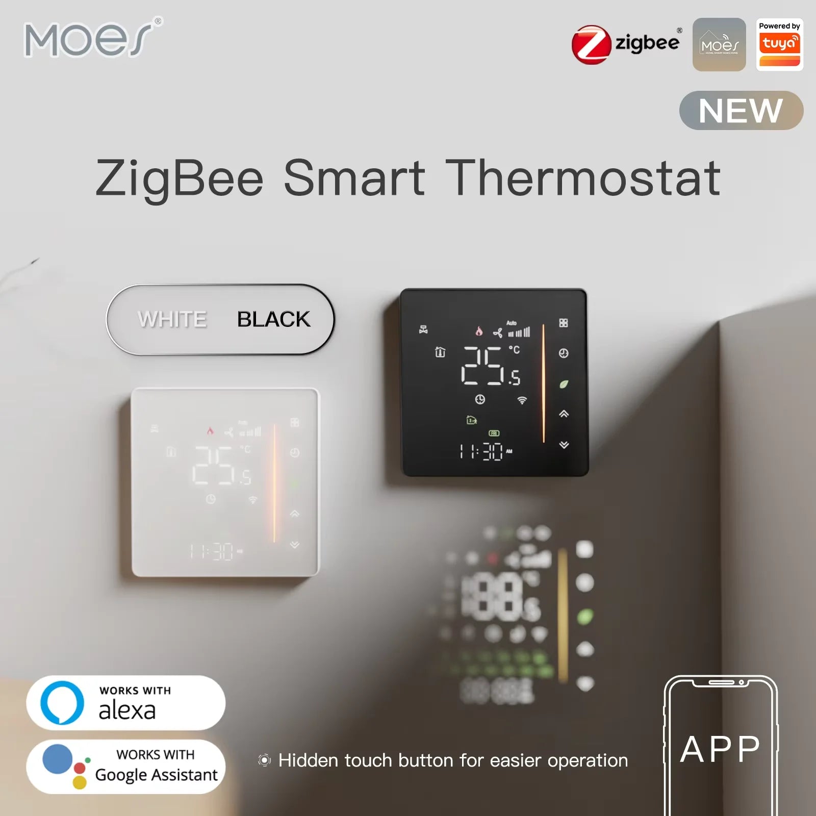 Zigbee Smart Thermostat for Floor Heating - App-Controlled Humidity Tidesmit