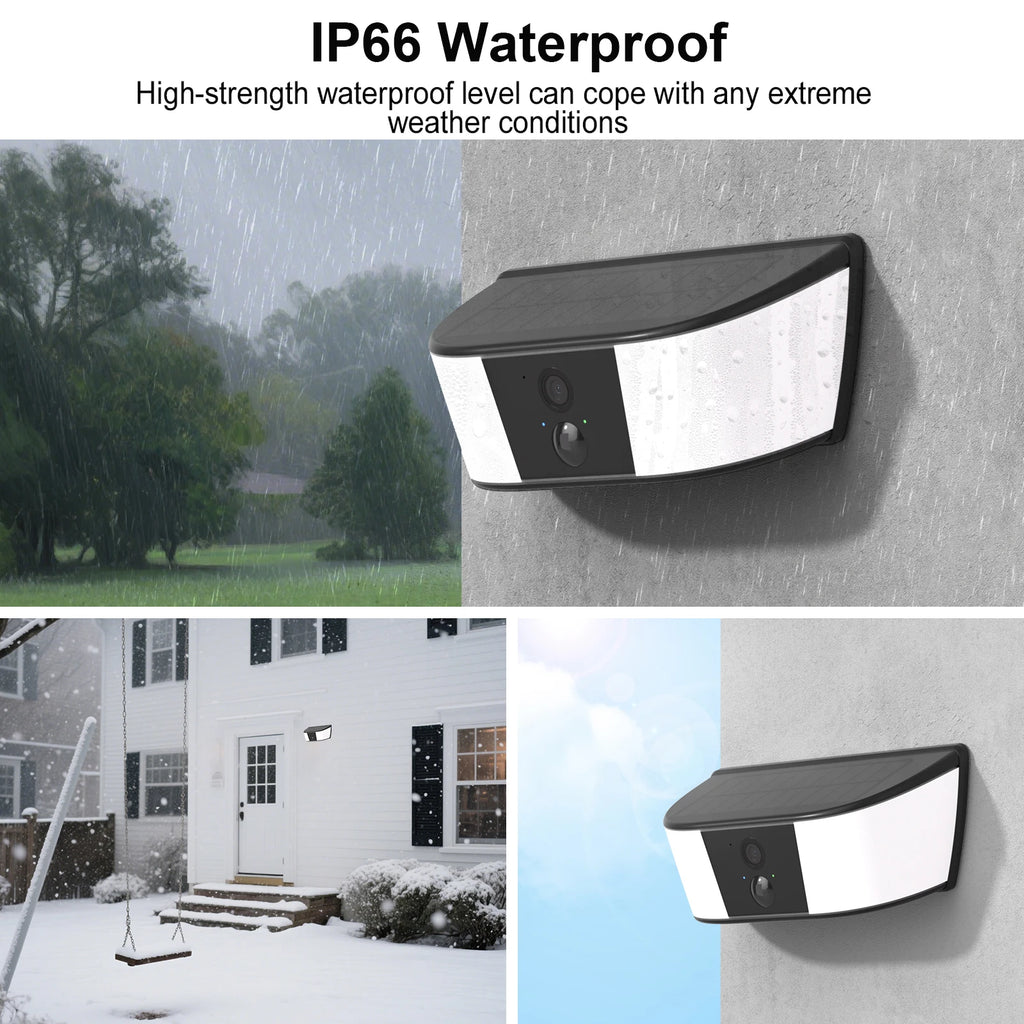 2K Solar Camera Wall Light Outdoor Surveillance Camera 5200mAh Battery Camera Color Night Vision Local Alarm Humanoid Detection