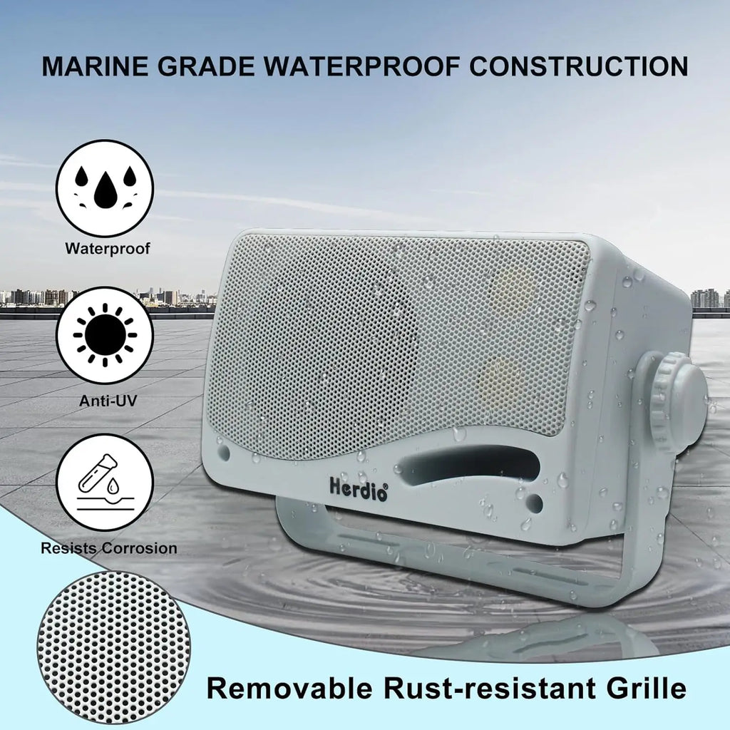 Herdio 3.5inch Outdoor Speaker 200W Waterproof Wall Mount Speakers HiFi Passive Wired 3 Way Premium Mountable Speake Black