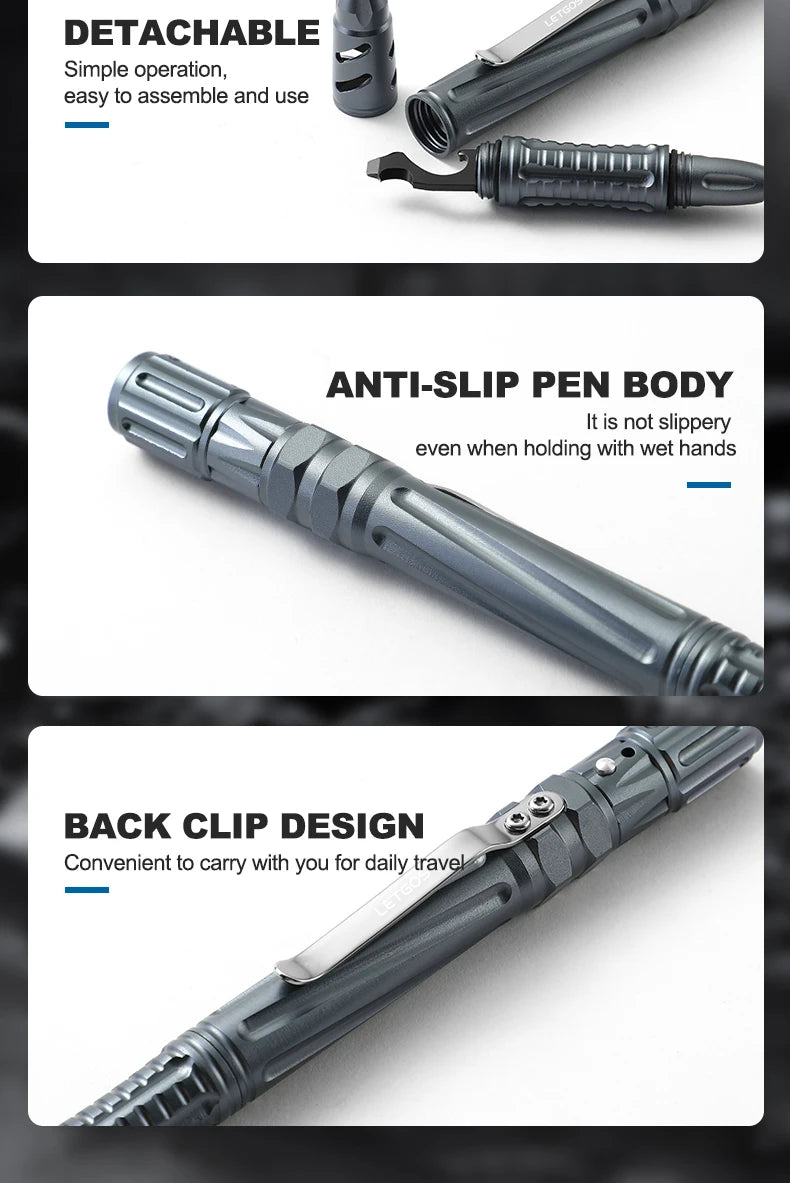 LETGOS Tungsten Steel Tactical Pen - Emergency Self Defense Multi Tool Survival Pen + Glass Breaker + EDC Tool Box Set for Men