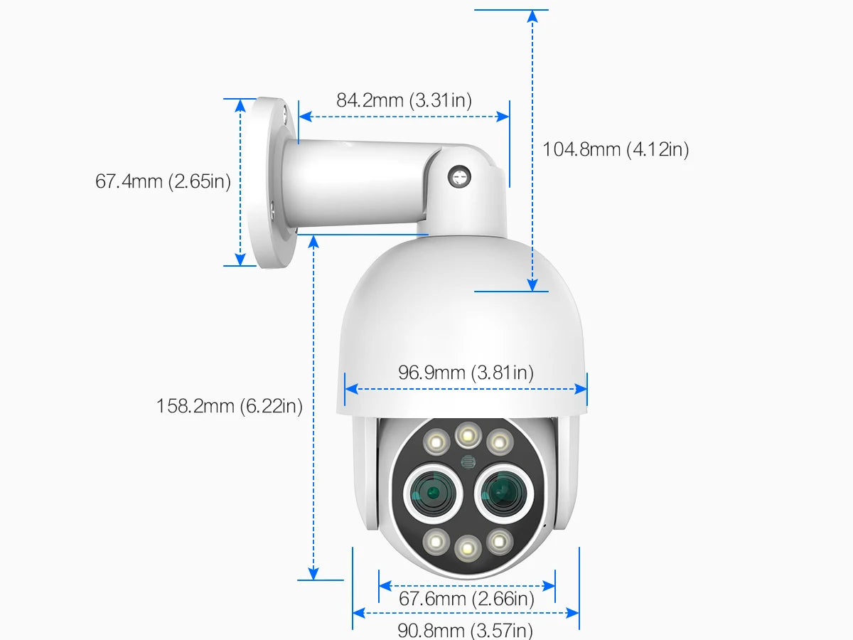 Techage 8MP POE IP Camera Dual Lens HD CCTV Video Smart AI Outdoor Audio Auto Tracking PTZ  Camera Surveillance Security System