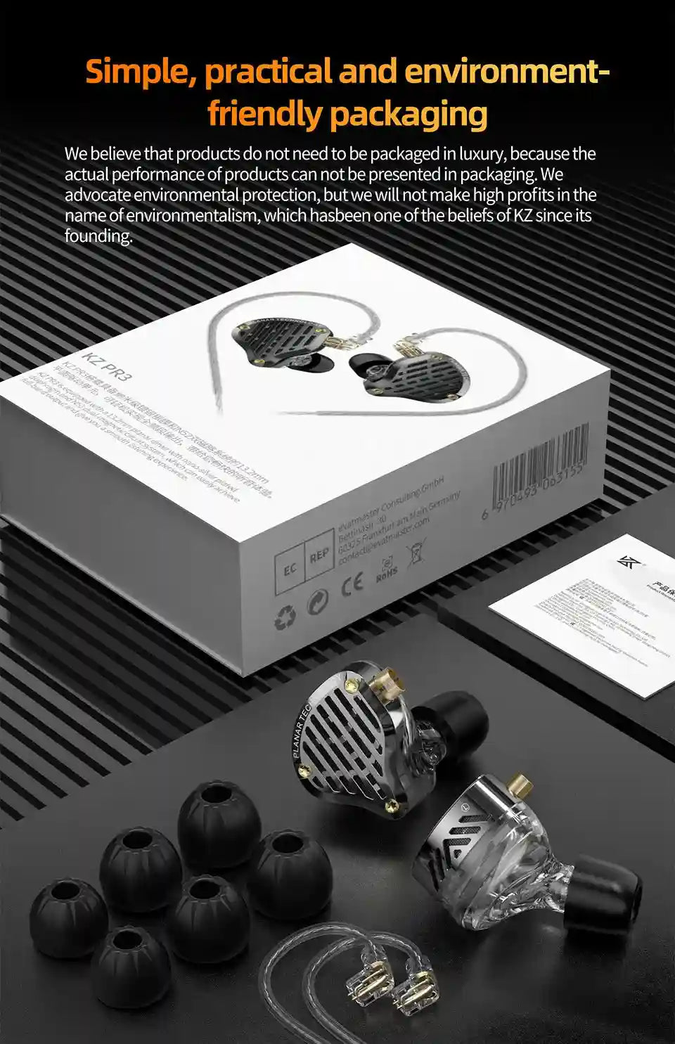KZ PR3 Planar Magnetic IEMs - High-Fidelity Wired Studio Monitors Tidesmit