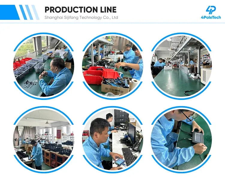 Inkjet coding printer production line photos showing workers installing and testing machines