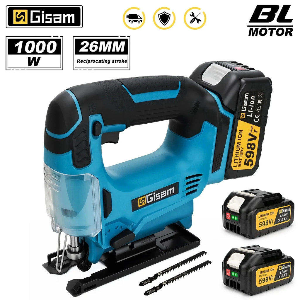 Gisam 26mm Electric Jigsaw Portable Cordless Saw Multi-Function Wood Cutting Woodworking Machines For Makita 18V Battery Pin