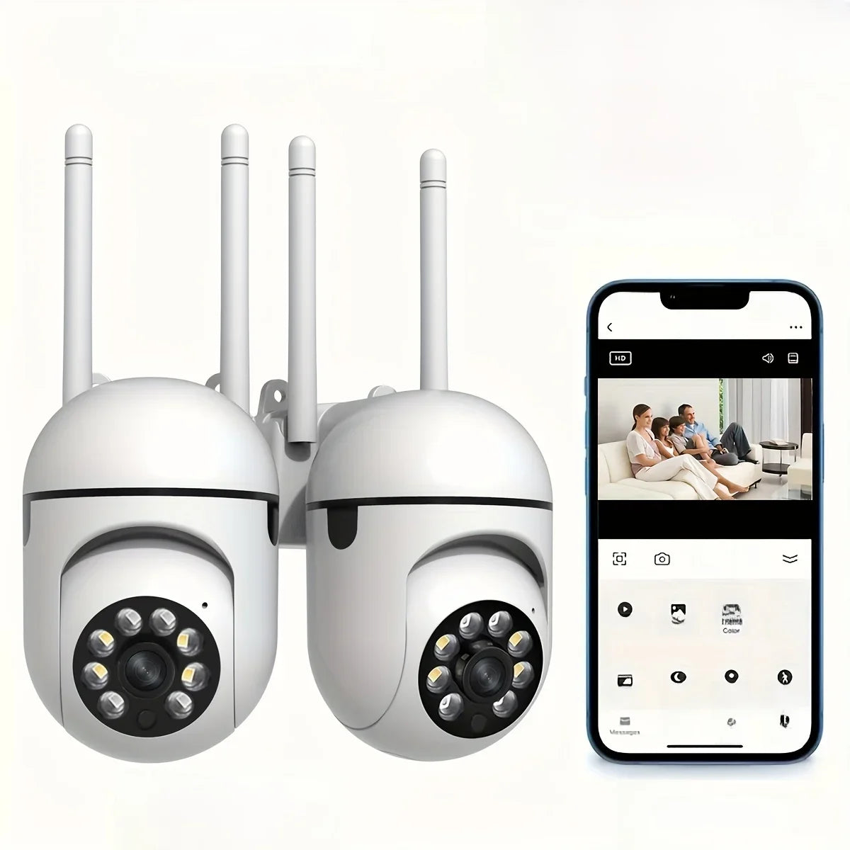 8MP WiFi Camera 2.4G Security Surveillance PTZ IR Night Vision Motion Detection Home Security Camera with 2 Antennas for Child