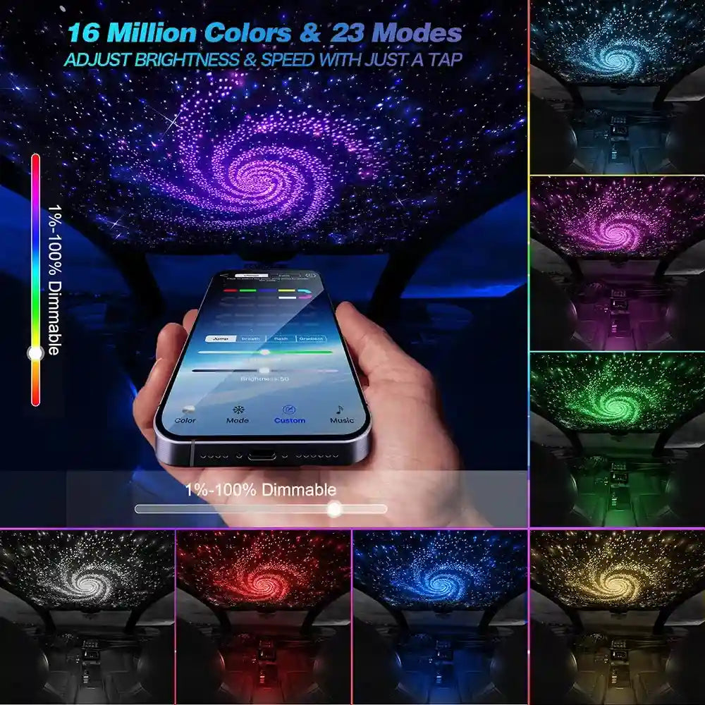 Fiber Optic Starry Sky Car Atmosphere Lamp - RGB LED Lighting Kit Tidesmit