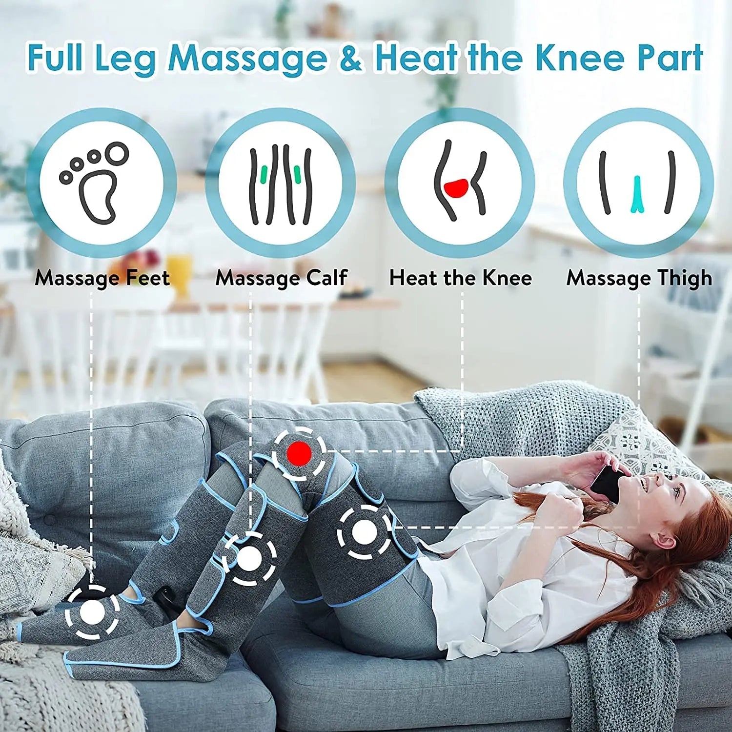 Leg Air Compression Massager with Heat Therapy for Circulation Relief Body Shaping Massage Equipment Tidesmit