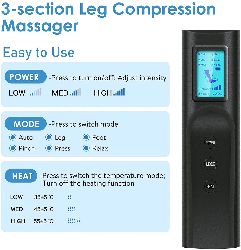 Leg Air Compression Massager with Heat Therapy for Circulation Relief Body Shaping Massage Equipment Tidesmit