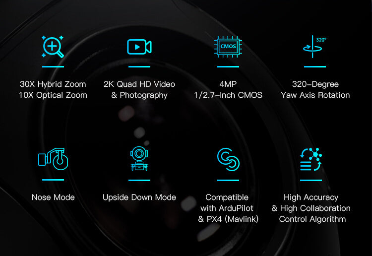 ZR10 2K 30X Zoom Gimbal Camera 3-Axis Stabilizer for UAV Professional Drones Tidesmit