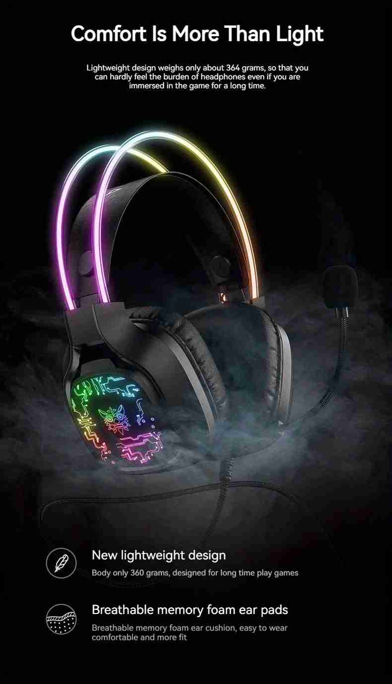 Gaming Headset with Noise-Canceling Mic - Over-Ear PC Audio Tidesmit