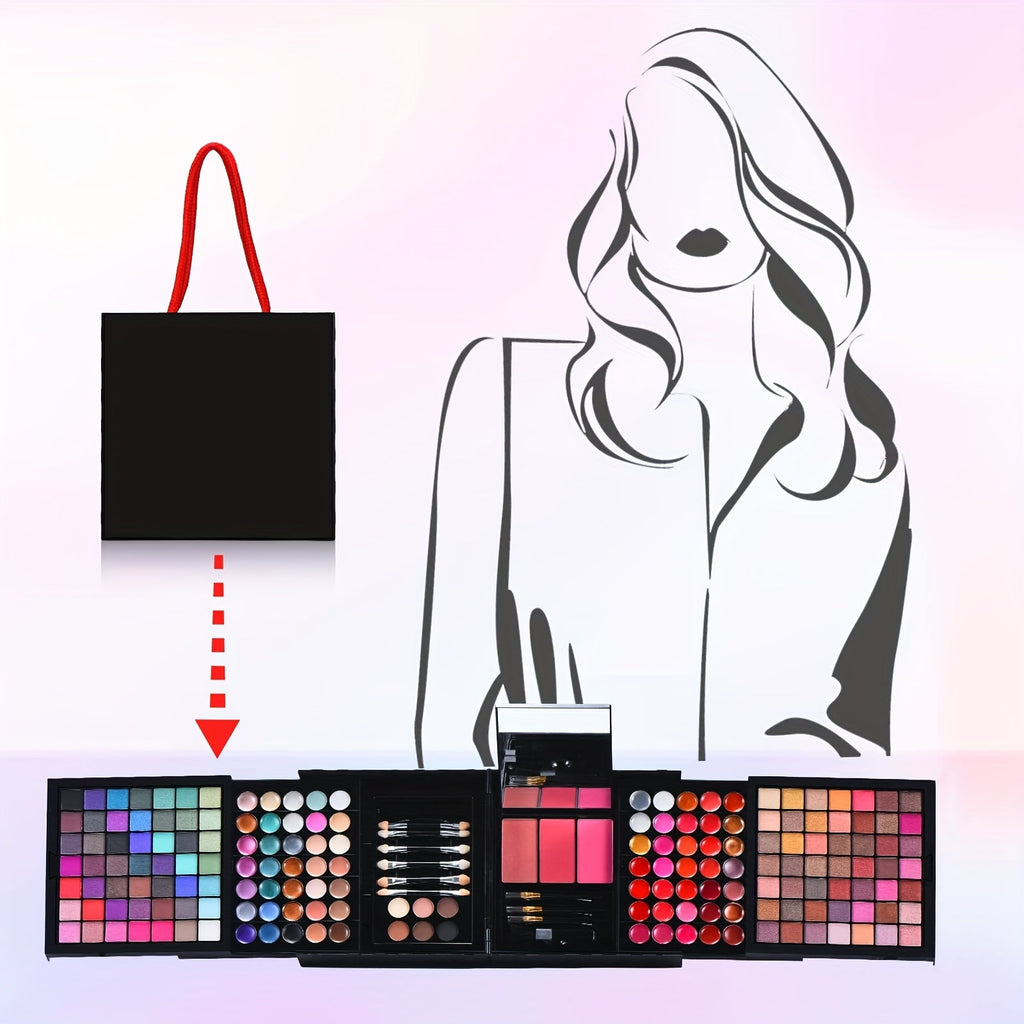 177 Colorful Makeup Palette Kit with Brushes, Lipsticks, and Eye Shadows - Matte, Satin and Natural Finish, Vibrant Mix of Cool and Warm Tones, High-Long-Lasting Formula, Perfect for Professional and Everyday Makeup, Wide Ran Tidesmit