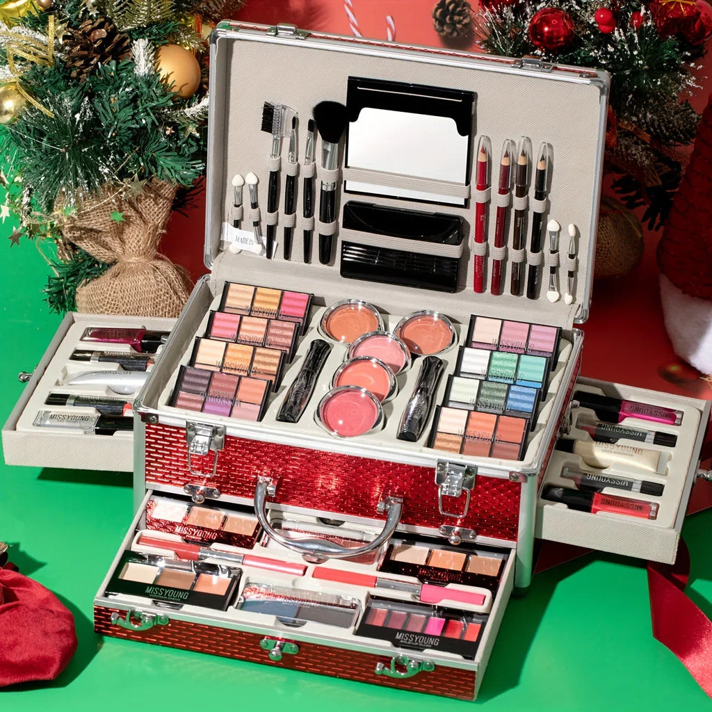 Professional Makeup Kit with Mirror - Portable Travel Set by Tidesmit Professional Makeup Kits Tidesmit