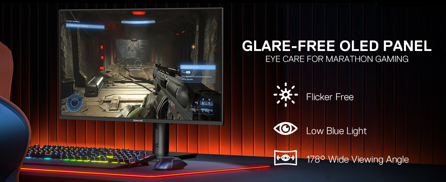 Redragon Gm272 27" Oled Flat Gaming Monitor - Qhd 2560X1440, 360Hz, 0.03Ms Gtg, Amd Freesync Premium, 99% Dci-P3