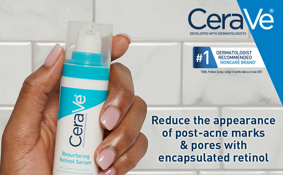 CeraVe Retinol Serum Niacinamide Licorice Root, Skin Smoothing Tone Care, Barrier Repair, Non-Comedogenic For Blemish Prone Skin