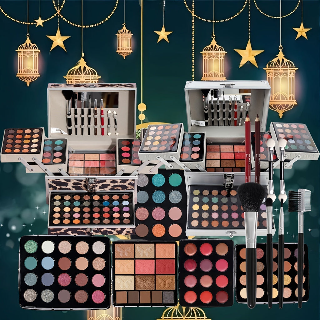 Multifunctional luxury makeup set-fully equipped, including makeup brush set, eyeshadow palette, lip gloss, lipstick, blush, contour, foundation, eyebrow pencil, etc., easy to carry, suitable for makeup beginners - perfect ma Tidesmit