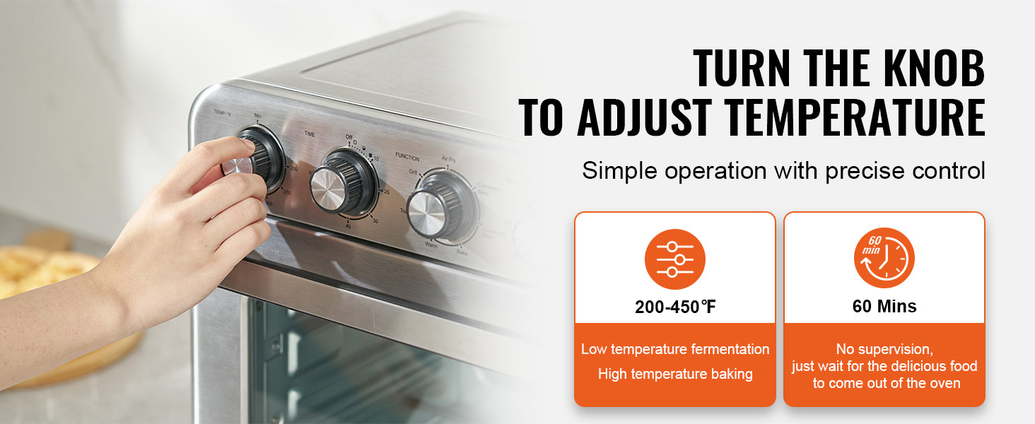 SucceBuy 18L 1700W Air Fryer Toaster Oven Stainless Steel Toaster Ovens Countertop Combo with Grill Home and Commercial Use