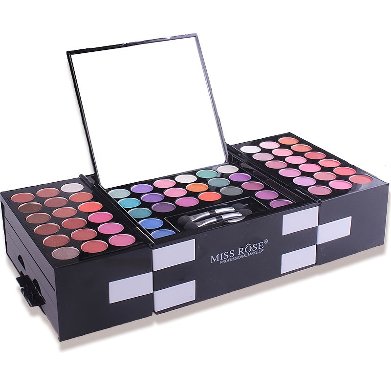142 Color Basic Makeup Set, Matte/Satin/Metal Finish Eyeshadow Palette with 19+ Colors, 3 Blush, 3 Eyebrow Powder, and Brush for Professional and Personal Use 01 Tidesmit