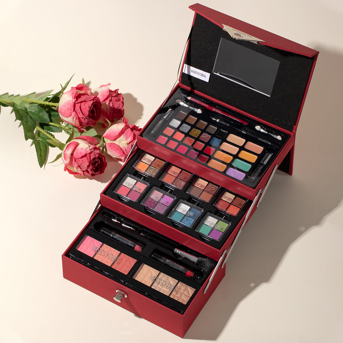 Premium Step Makeup Set - All-in-One High-Show Color Makeup Essentials with Blush, Eyeshadow, Eyeliner, Highlighter, Lip Gloss, Brushes - Long-Lasting Anti-Smudge Formula, Travel & Party Makeup Kit For Women & Teens, Makeup E Tidesmit