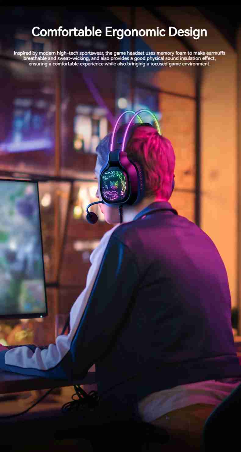Gaming Headset with Noise-Canceling Mic - Over-Ear PC Audio Tidesmit