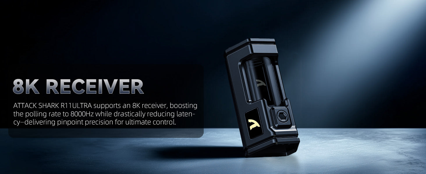 ATTACK SHARK R11 ULTRA Carbon Fiber Wireless Gaming Mouse, 8000Hz 49g 42000DPI, PAW3950MAX Nano-Metal Ice Coating BT/2.4G/USB-C