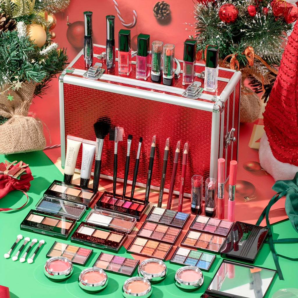 106pcs Professional Makeup Kit Complete Set with Eyeshadow Palette (warm & cool tones), Lipstick, Mascara, Lip Liner, Brushes & Applicators - Full-Size Collection for Beginners/Pros, Wedding, Photoshoot, Daily Use - Luxury Tidesmit