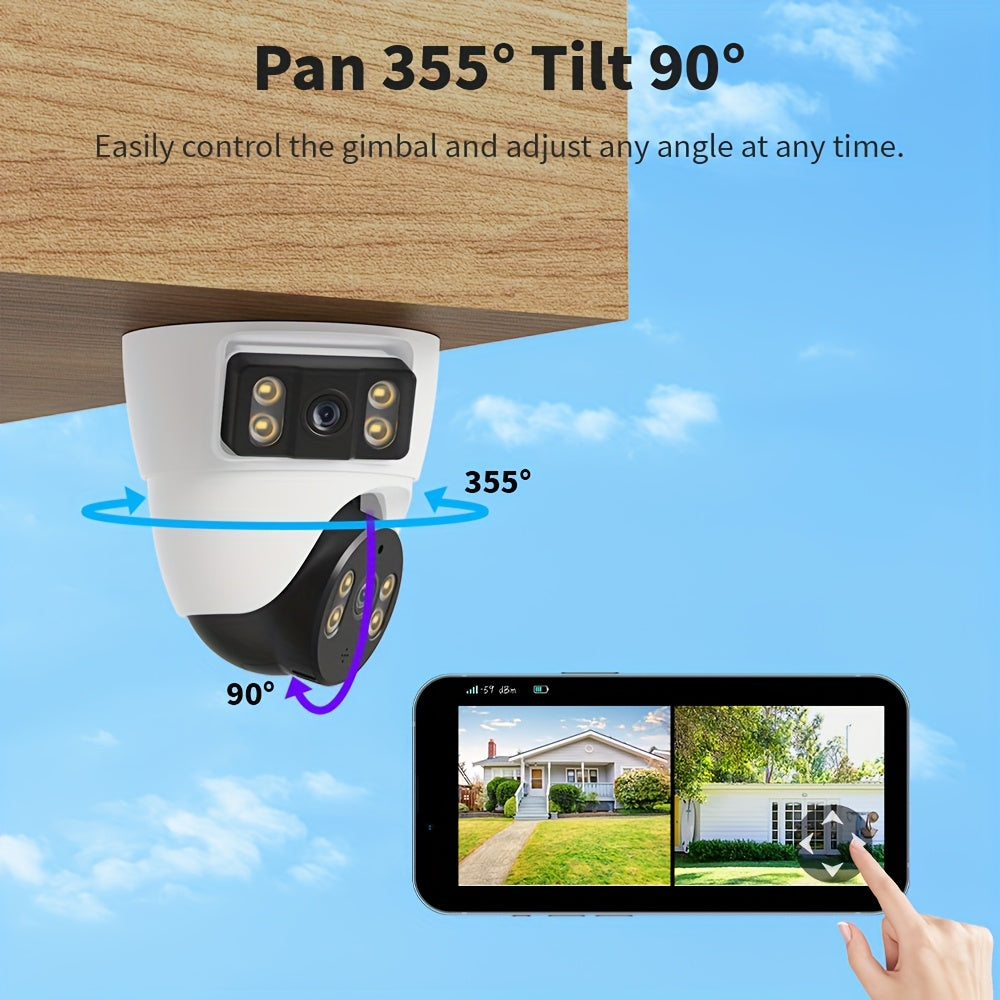 Xiaovv 4MP WiFi House Security Camera CCTV With Dual Lens Dual Screen 360 Degree PTZ AI Humanoid Detection Motion Tracking