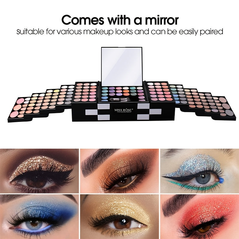 142 Color Basic Makeup Set, Matte/Satin/Metal Finish Eyeshadow Palette with 19+ Colors, 3 Blush, 3 Eyebrow Powder, and Brush for Professional and Personal Use Tidesmit