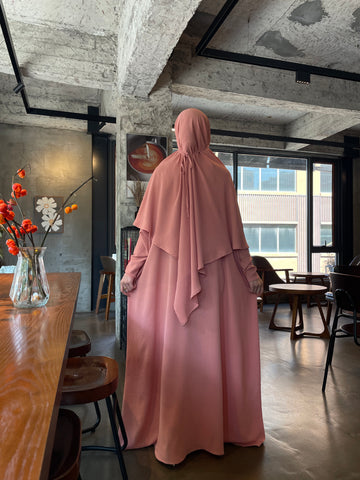 Crepe Khimar Set Boat Neck Two-Piece Abaya Hijab Muslim Maxi Dress hijab headsarf