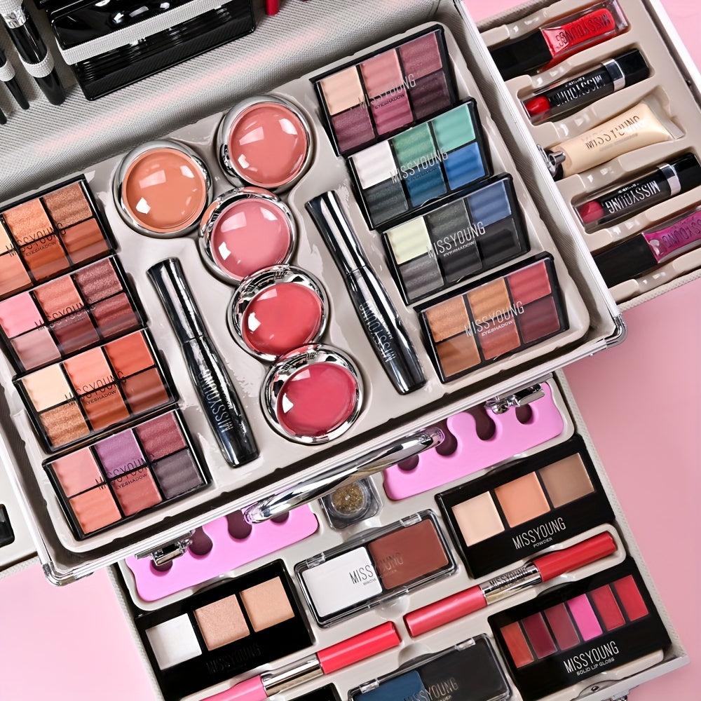 Multifunctional Luxury Makeup Gift - Full Set of Makeup for Beginners and Professional Makeup Artists, Including Eyeshadow, Lipstick, Blush, Foundation, Highlighter, and Brushes | High Quality, Convenient for Holiday Gifts/Tr Tidesmit