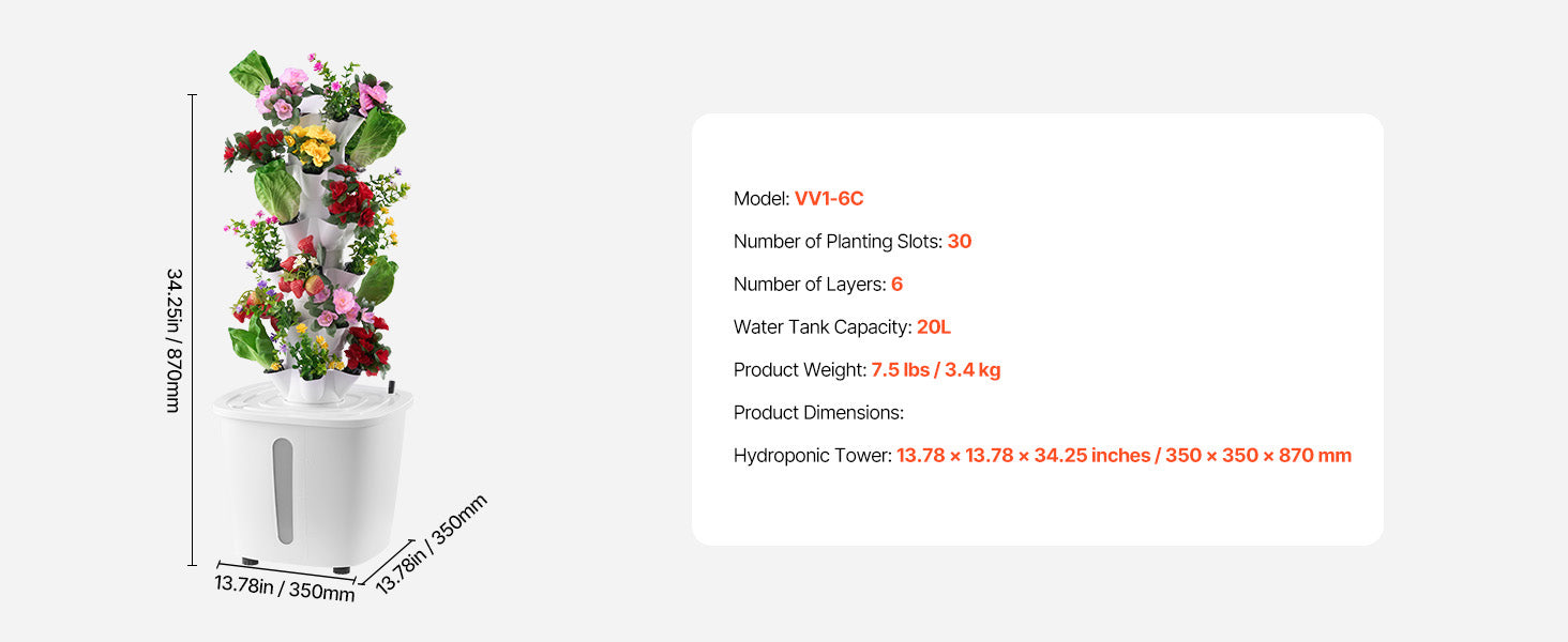 SucceBuy Hydroponic Growing System 30/50Pods Vertical 6/10 Tiers Hydroponic Tower Hydronic Garden with Water Pump