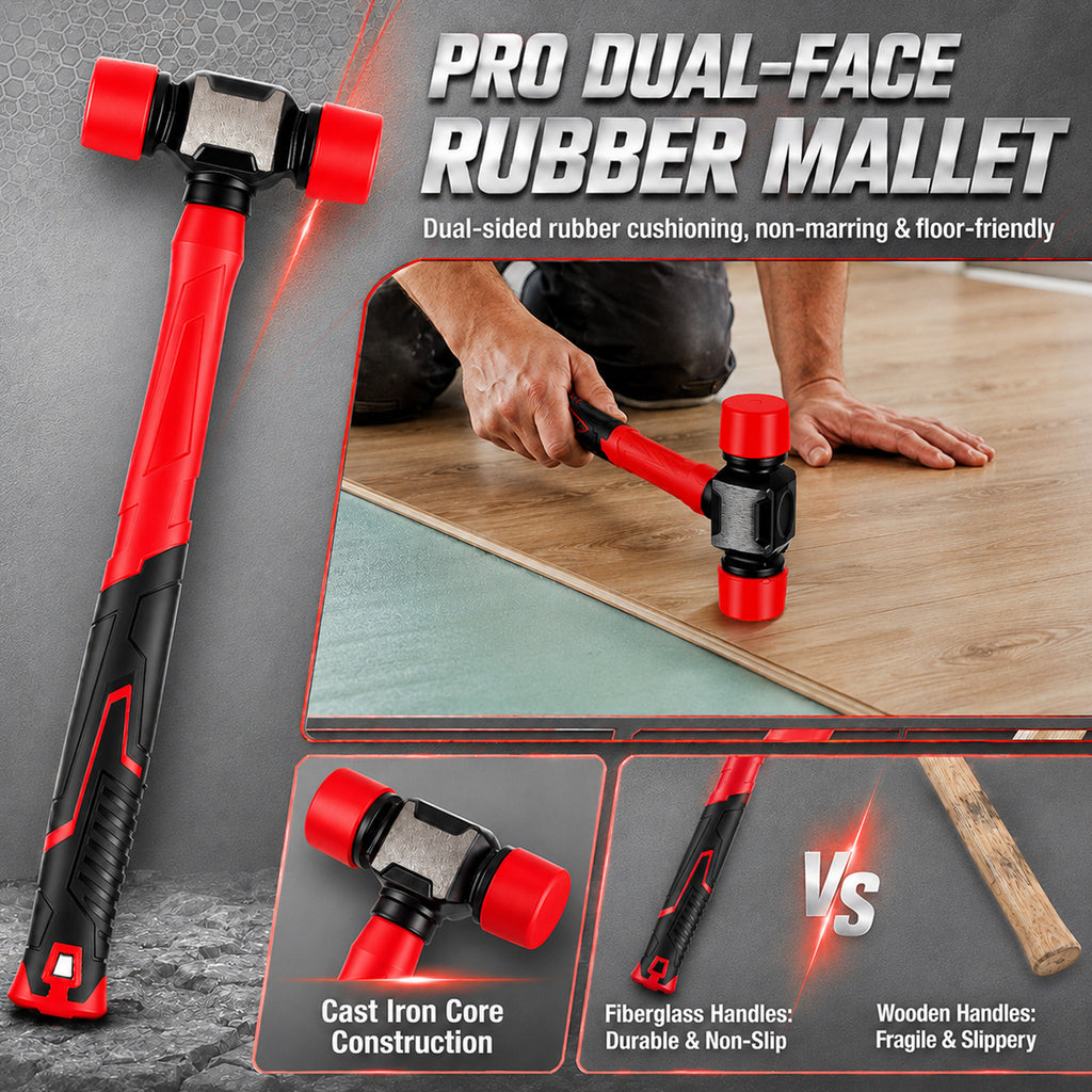 64 Pcs Laminate Flooring Installation Tool Set Professional Floor Fitting Kit Rubber Mallet Pull Bar Spacers Hand Tools for Wood Vinyl Flooring Renovation DIY Construction